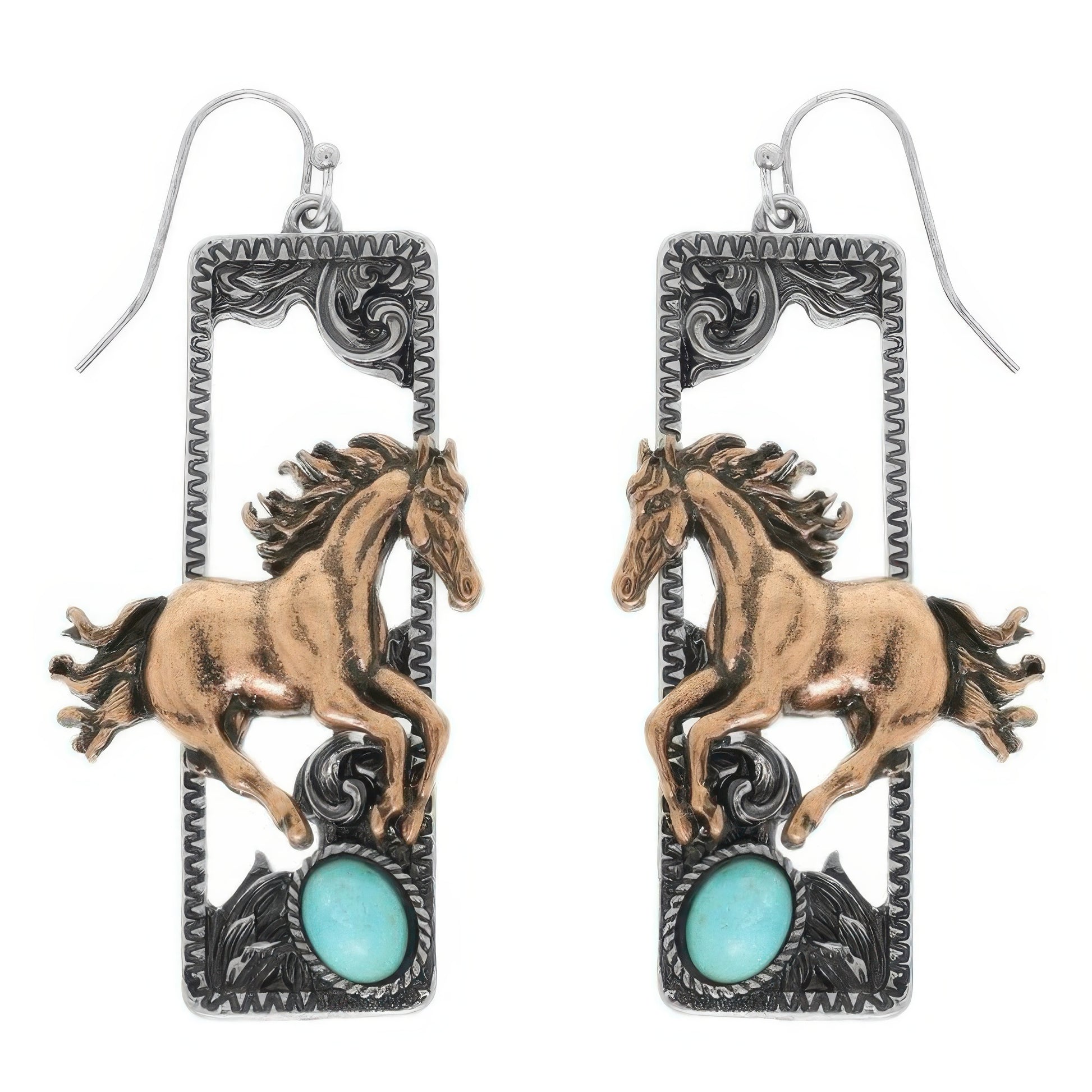 Western Wild Horse Dangle Earrings - Tigbul's Variety Fashion Shop