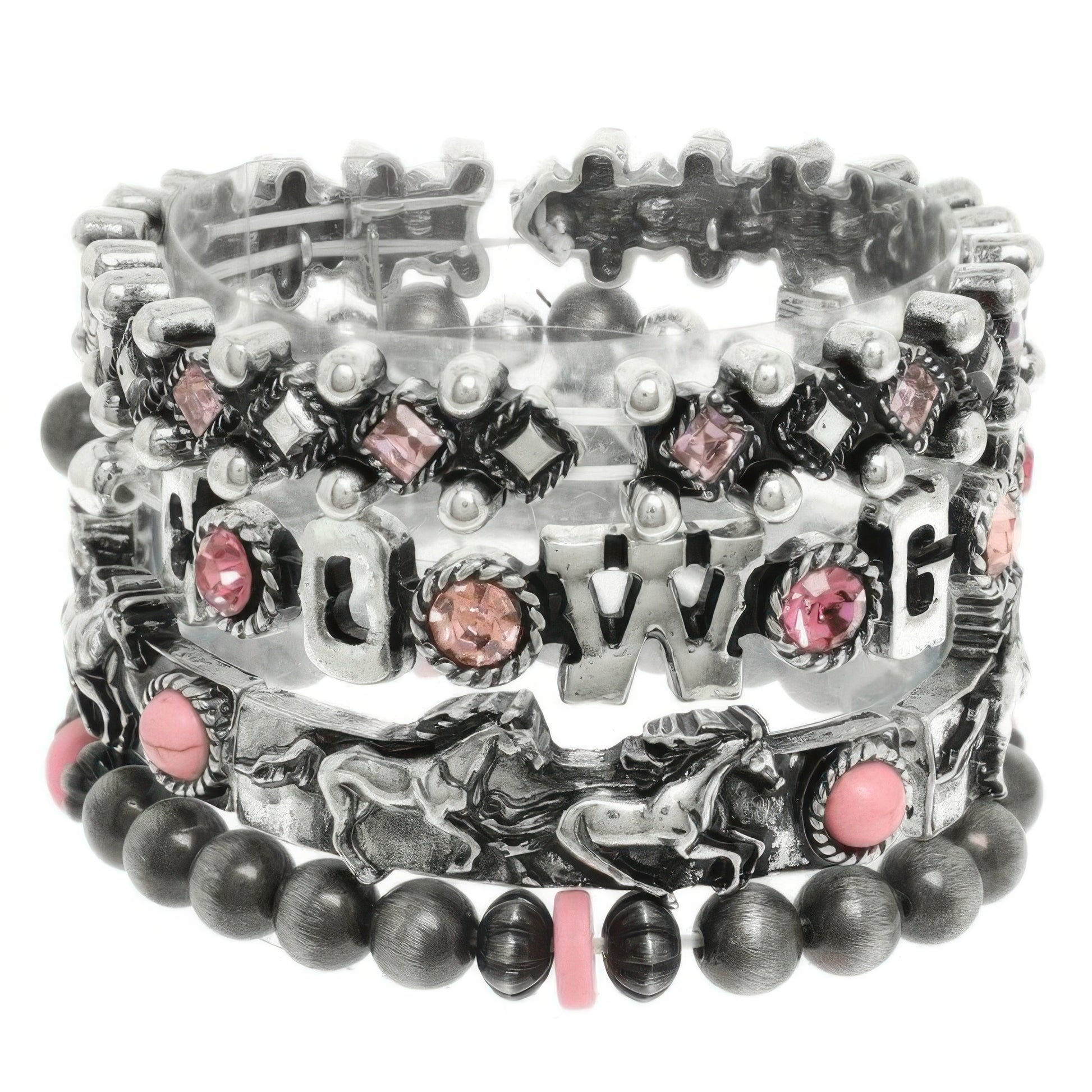 4pc Western Jeweled Beaded Cowgirl Bracelet Set - Tigbul's Variety Fashion Shop