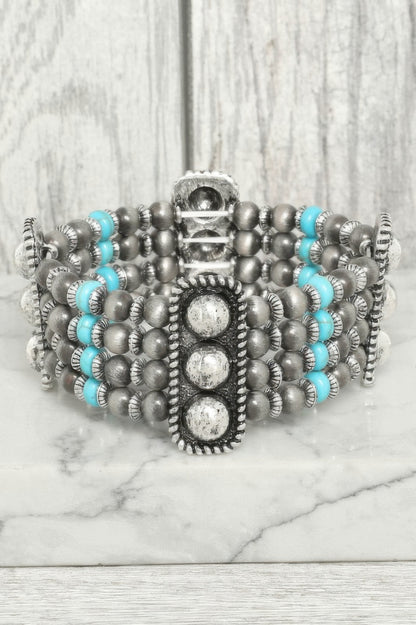 Western Rounded Rectangle Concho Bracelet - Tigbul's Variety Fashion Shop
