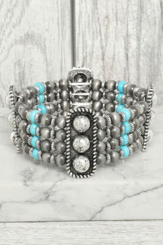 Western Rounded Rectangle Concho Bracelet - Tigbul's Variety Fashion Shop