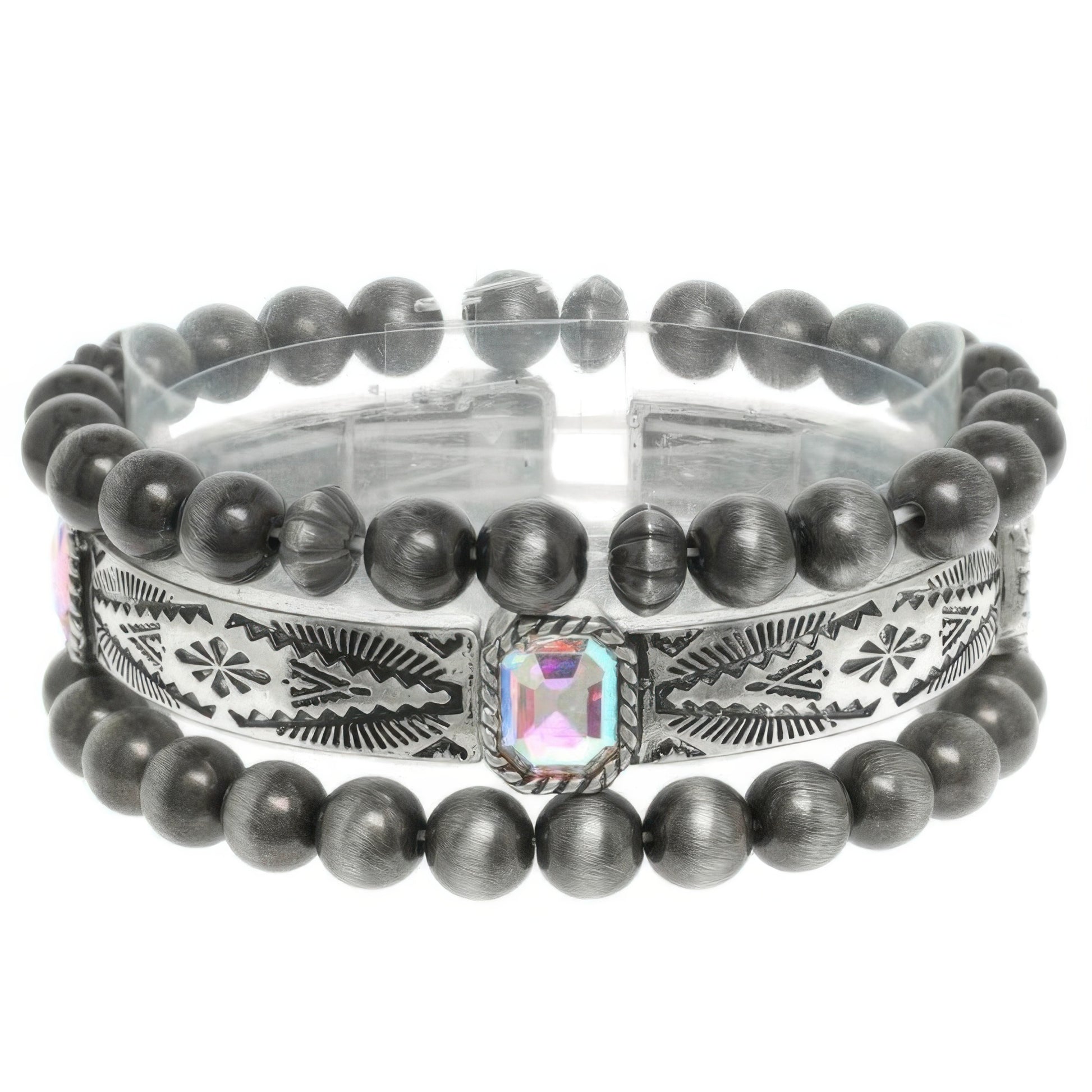 3pc Western Crystal Beaded Bracelet Set - Tigbul's Variety Fashion Shop