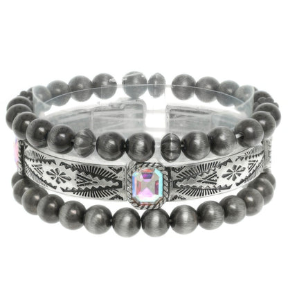 3pc Western Crystal Beaded Bracelet Set - Tigbul's Variety Fashion Shop