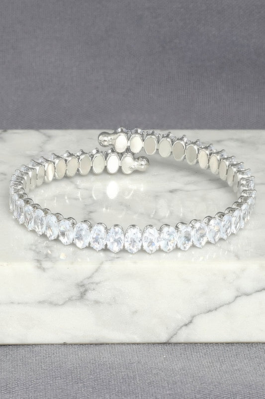 White Gold Plated Cz Tennis Bracelet - Tigbul's Variety Fashion Shop