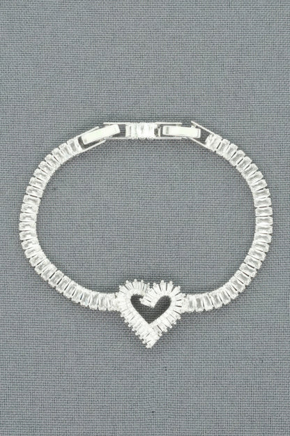 White Gold Plated Cz Heart Bracelet - Tigbul's Variety Fashion Shop
