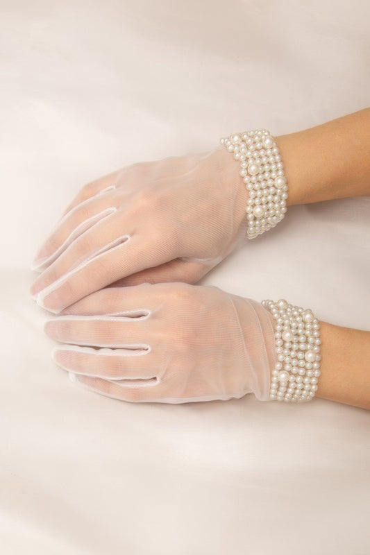 Bridal Sheer Mesh Wrist Length Gloves - Tigbul's Variety Fashion Shop
