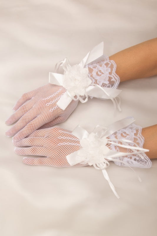 Bridal Fishnet Wrist Length Gloves - Tigbul's Variety Fashion Shop