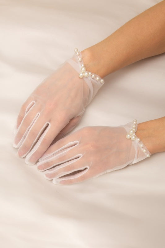 Bridal Sheer Mesh Wrist Length Gloves - Tigbul's Variety Fashion Shop