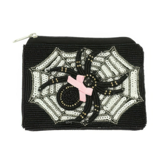 Halloween Spider Bow Beaded Coin Bag - Tigbul's Variety Fashion Shop