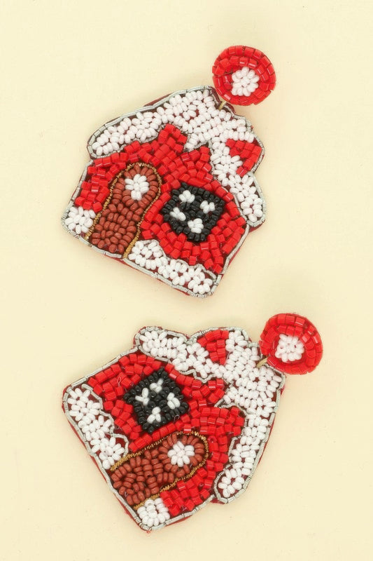 Christmas Gingerbread House Seed Beaded Earrings - Tigbul's Variety Fashion Shop