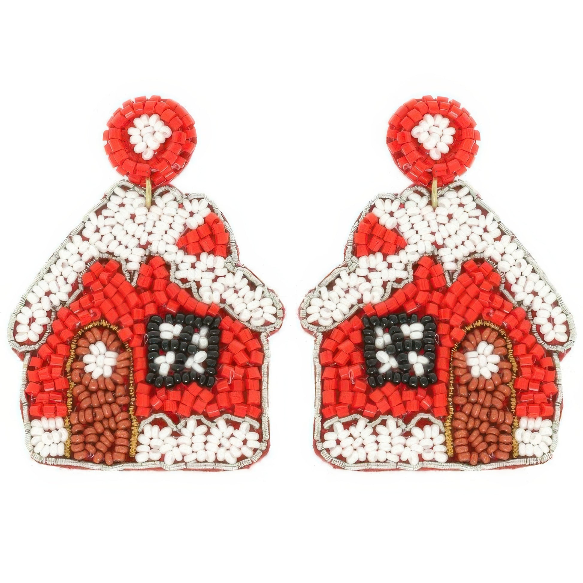 Christmas Gingerbread House Seed Beaded Earrings - Tigbul's Variety Fashion Shop
