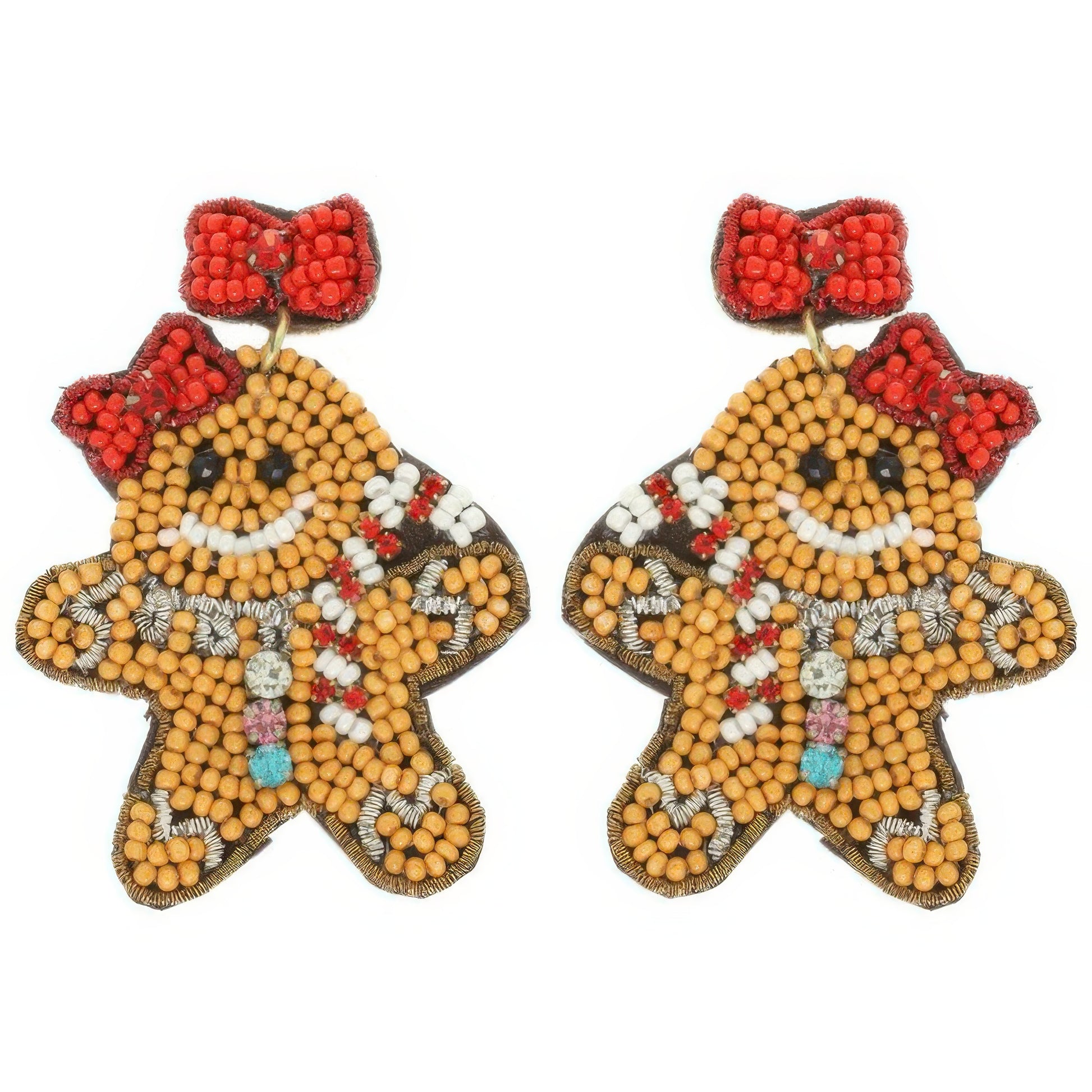 Christmas Gingerbread Woman Seed Beaded Earrings - Tigbul's Variety Fashion Shop