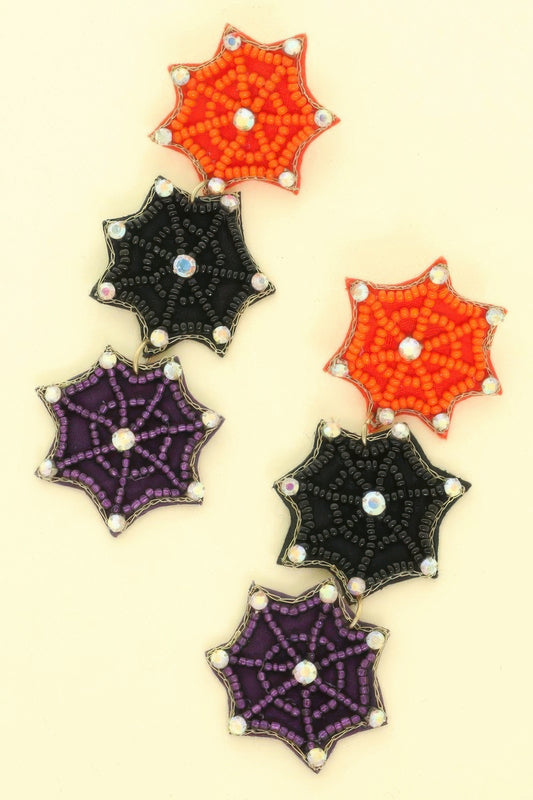 Halloween Spider Wed Seed Beaded Earrings - Tigbul's Variety Fashion Shop