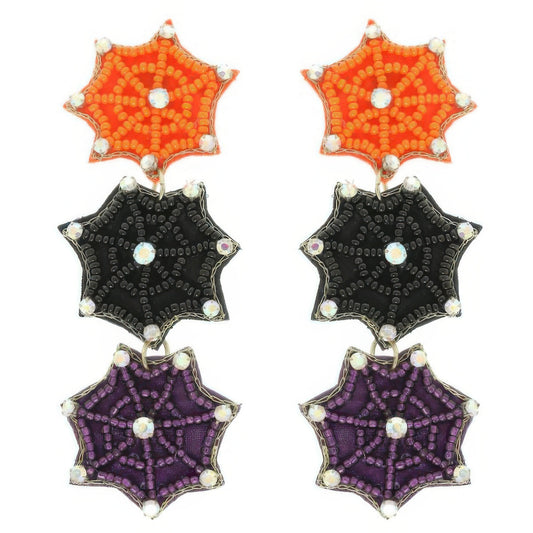 Halloween Spider Wed Seed Beaded Earrings - Tigbul's Variety Fashion Shop
