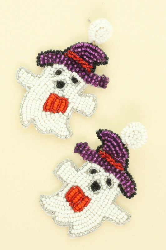 Halloween Bewitched Ghost Beaded Earrings - Tigbul's Variety Fashion Shop