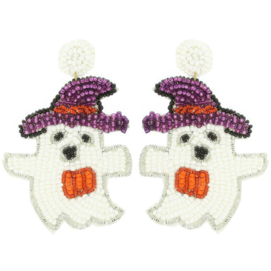 Halloween Bewitched Ghost Beaded Earrings - Tigbul's Variety Fashion Shop