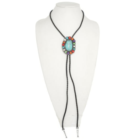 Western Turquoise Concho Bolo Necklace - Tigbul's Variety Fashion Shop