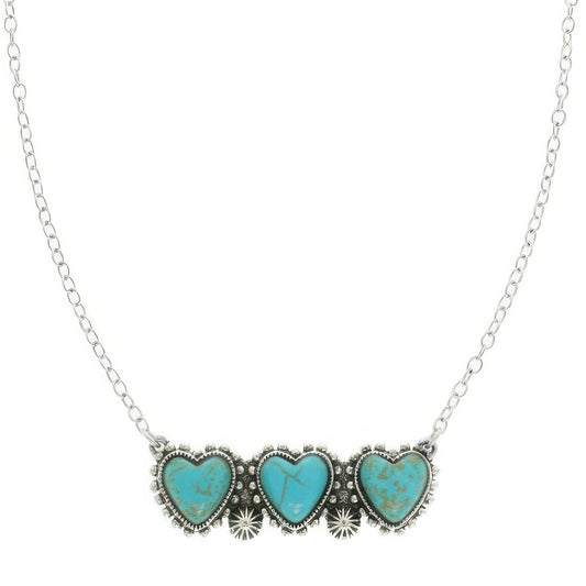 Western Jeweled Heart Pendant Necklace - Tigbul's Variety Fashion Shop