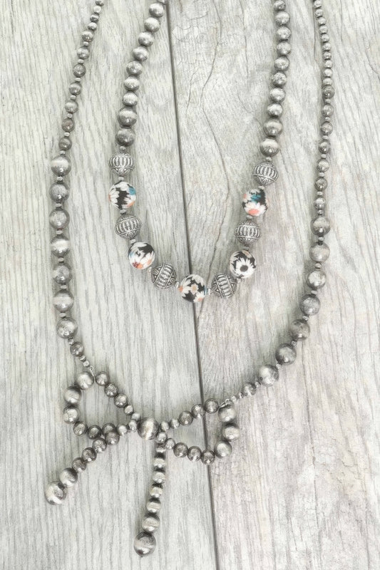 Western Bow Pendant Beaded Necklace - Tigbul's Variety Fashion Shop