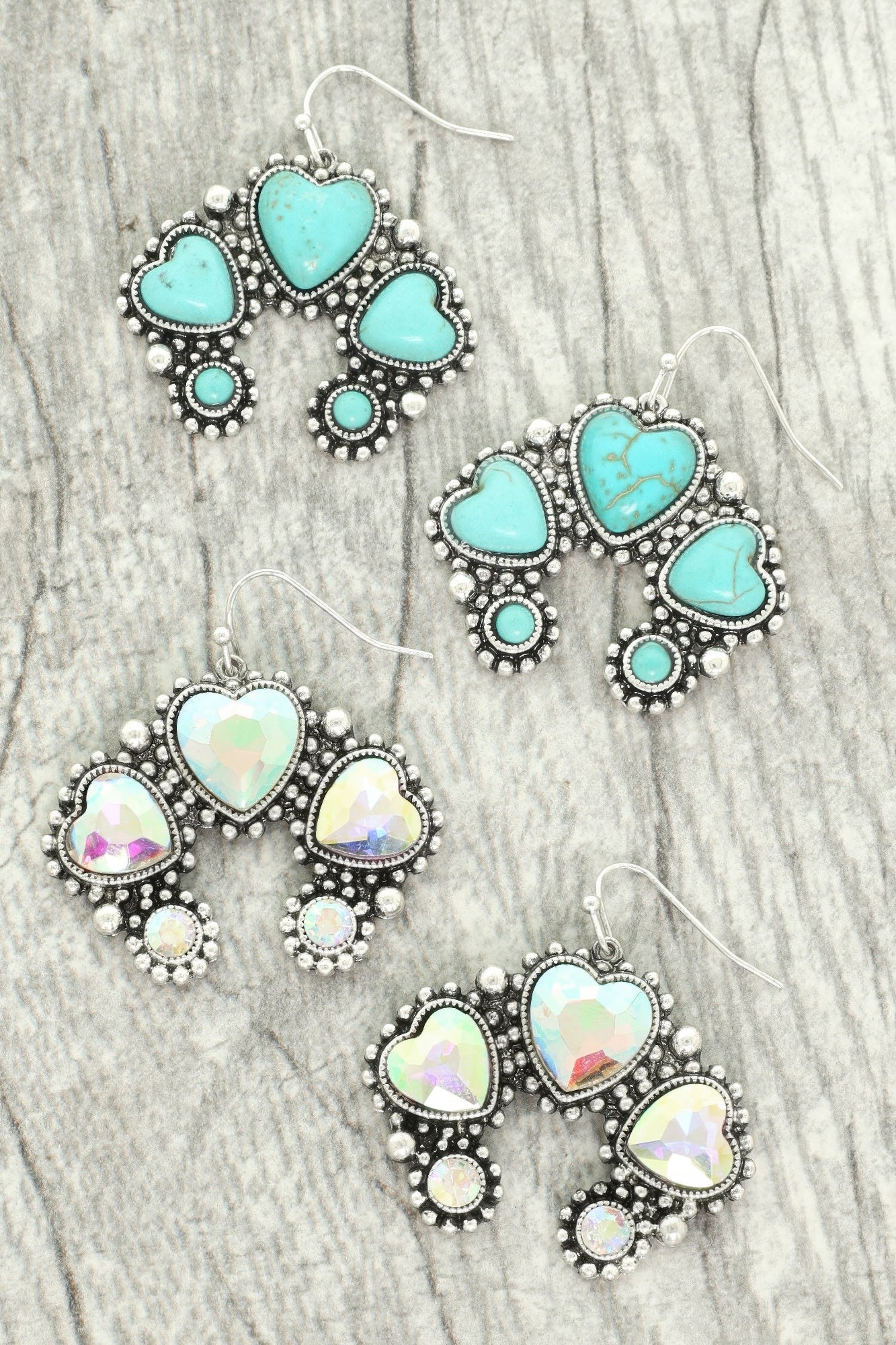 Western Hearted Squash Blossom Earrings - Tigbul's Variety Fashion Shop