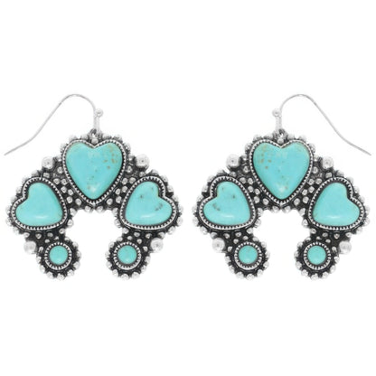 Western Hearted Squash Blossom Earrings - Tigbul's Variety Fashion Shop