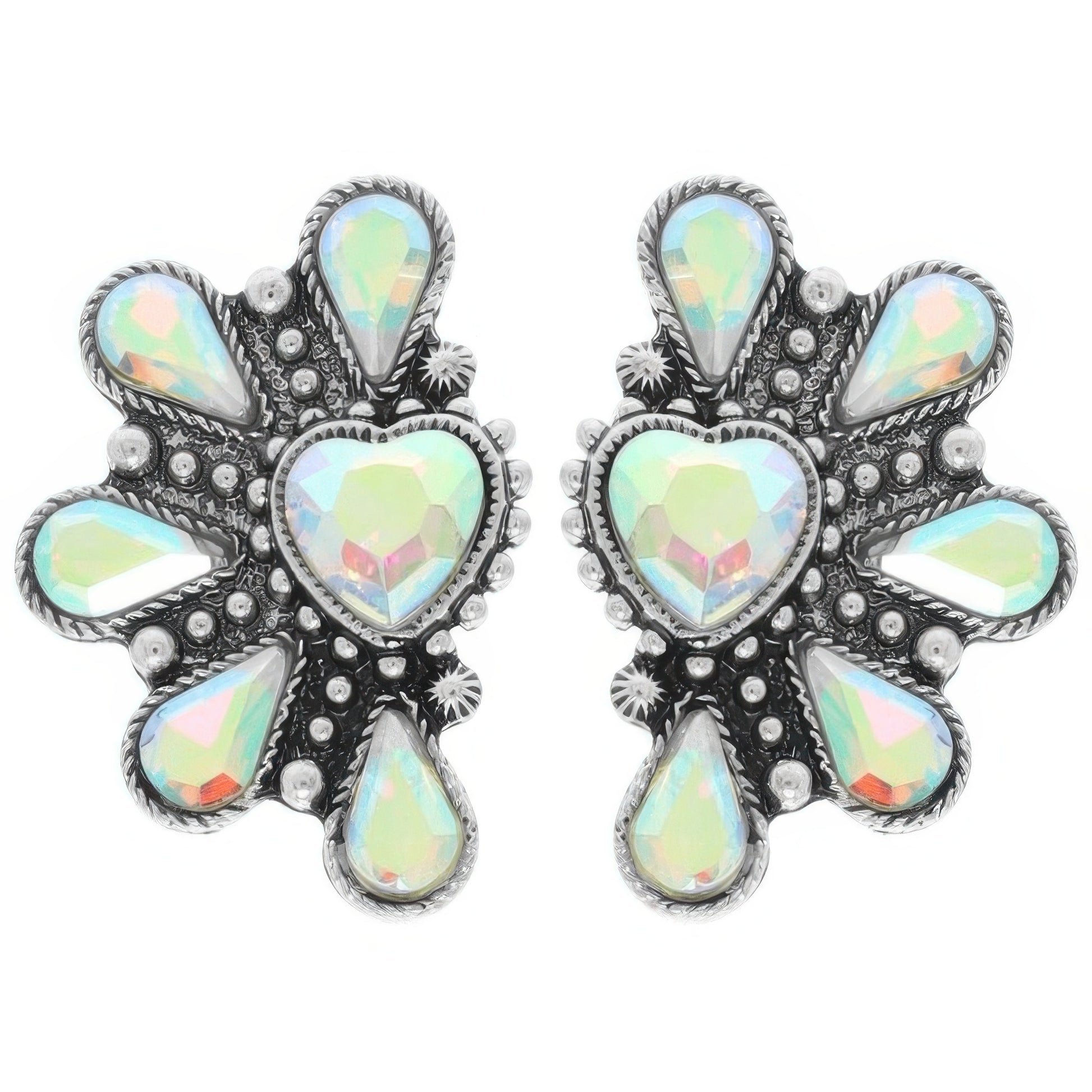 Western Hearted Concho Earrings - Tigbul's Variety Fashion Shop