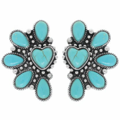 Western Hearted Concho Earrings - Tigbul's Variety Fashion Shop
