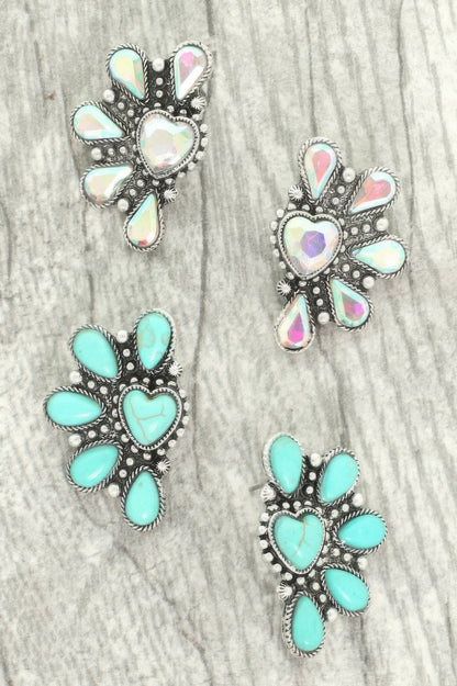 Western Hearted Concho Earrings - Tigbul's Variety Fashion Shop
