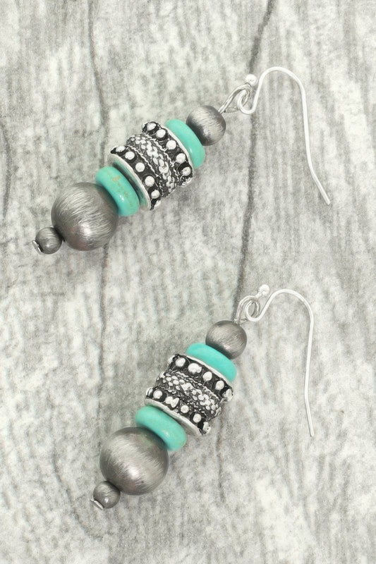 Western Jeweled Beaded Dangle Earrings - Tigbul's Variety Fashion Shop