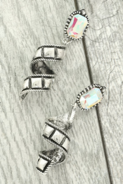 Western Jeweled Spiral Post Earrings - Tigbul's Variety Fashion Shop