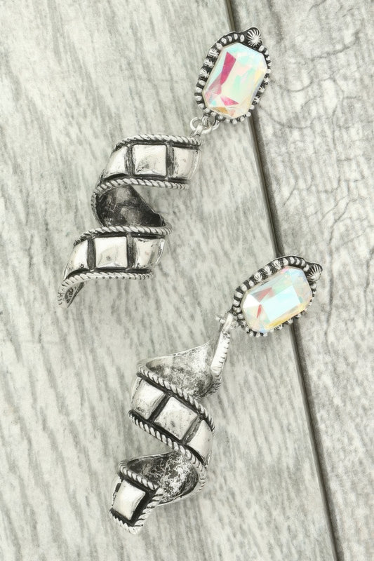 Western Jeweled Spiral Post Earrings - Tigbul's Variety Fashion Shop