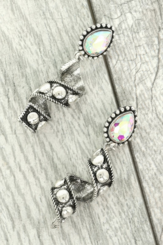 Western Teardrop Spiral Post Earrings - Tigbul's Variety Fashion Shop