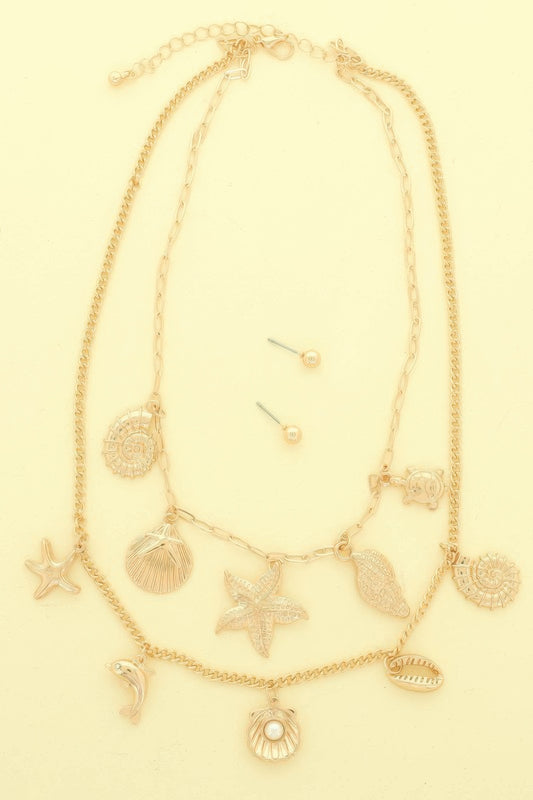 Sea Life Theme Charm Necklace Set - Tigbul's Variety Fashion Shop