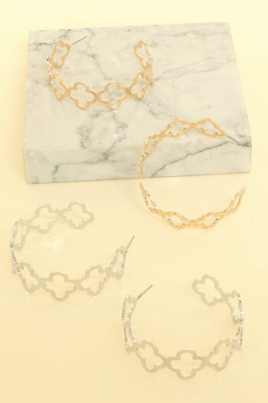 Clover Cutout Hoop Earrings - Tigbul's Variety Fashion Shop