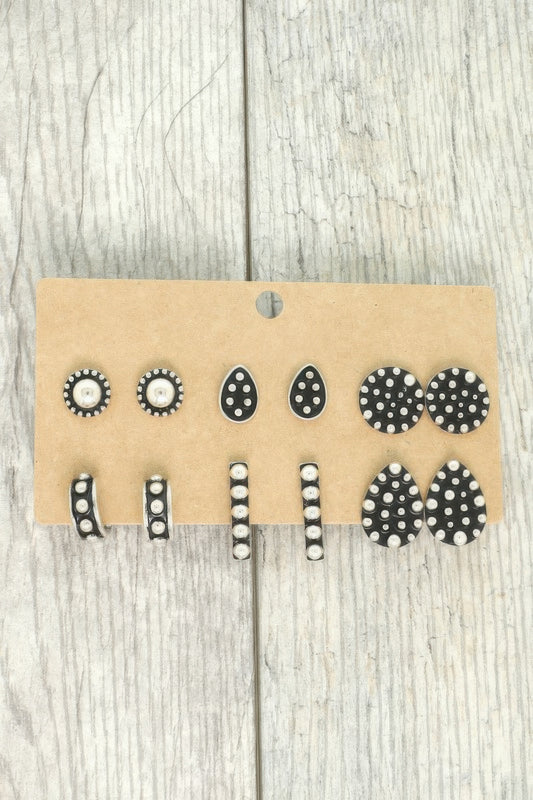 Western Theme Assorted 6 Pair Earring Set - Tigbul's Variety Fashion Shop