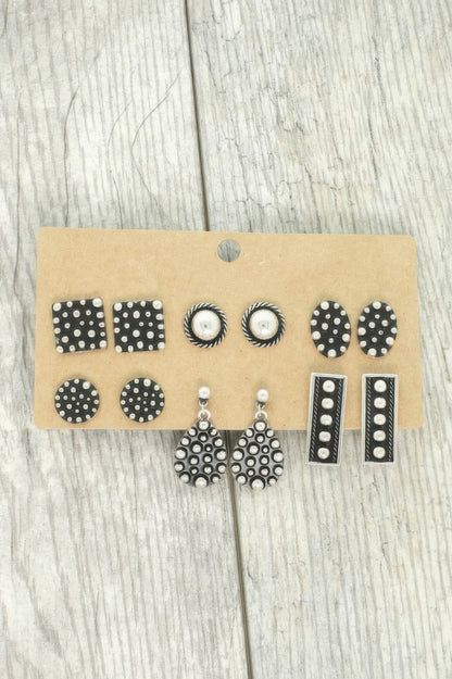 Western Theme Assorted 6 Pair Earring Set - Tigbul's Variety Fashion Shop