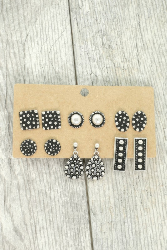 Western Theme Assorted 6 Pair Earring Set - Tigbul's Variety Fashion Shop