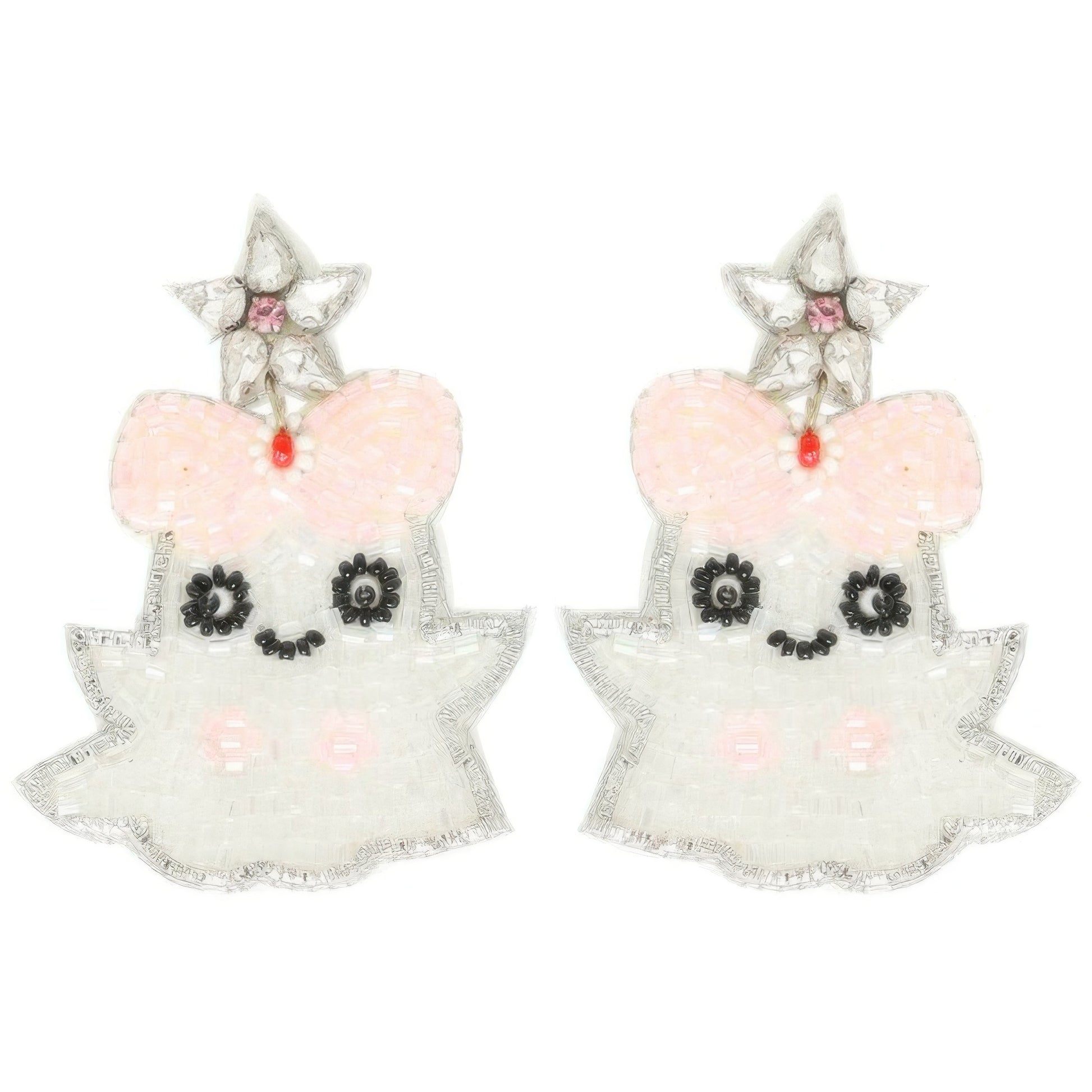 Halloween Ghost Seed Beaded Post Earrings - Tigbul's Variety Fashion Shop