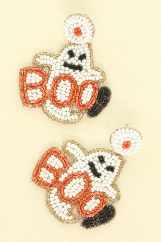 Halloween Ghost Bead Post Earrings - Tigbul's Variety Fashion Shop