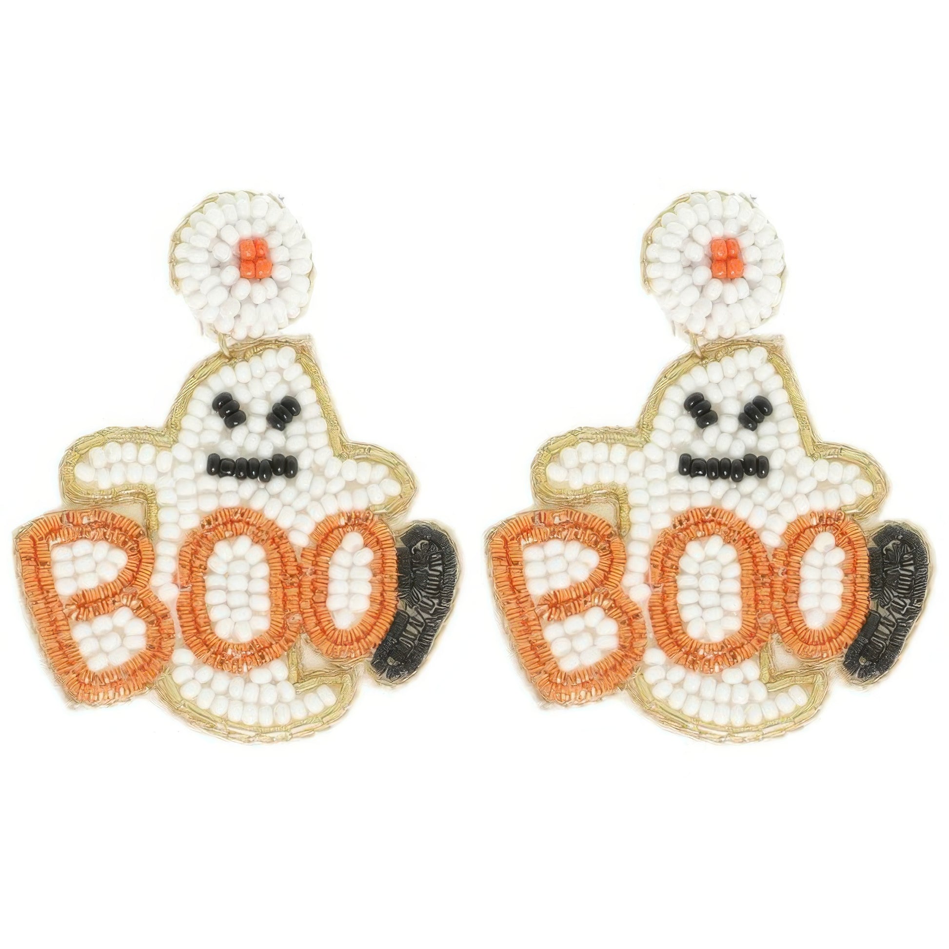 Halloween Ghost Bead Post Earrings - Tigbul's Variety Fashion Shop