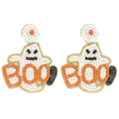Halloween Ghost Bead Post Earrings - Tigbul's Variety Fashion Shop