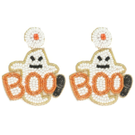 Halloween Ghost Bead Post Earrings - Tigbul's Variety Fashion Shop