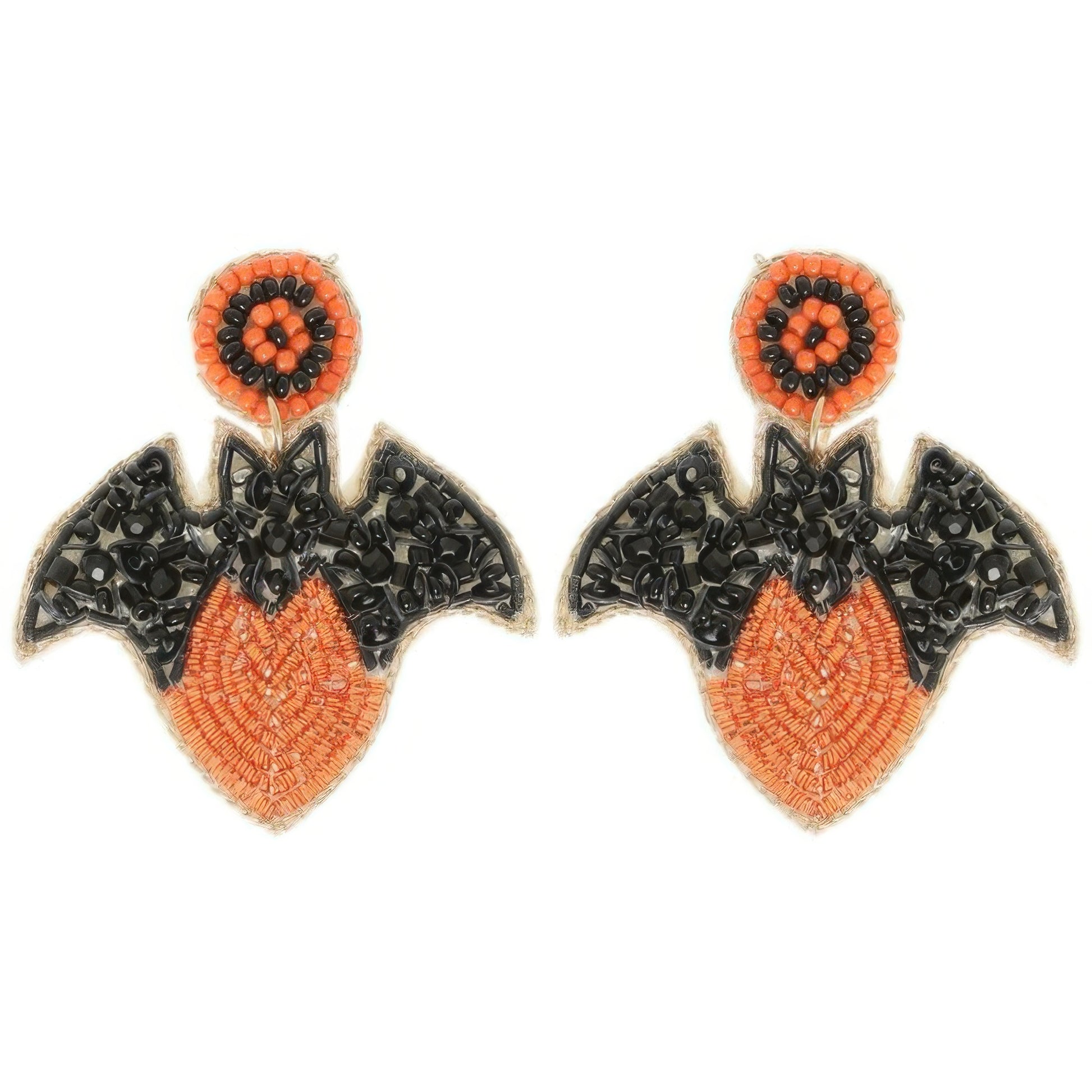 Halloween Bat On Heart Post Earrings - Tigbul's Variety Fashion Shop