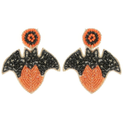 Halloween Bat On Heart Post Earrings - Tigbul's Variety Fashion Shop
