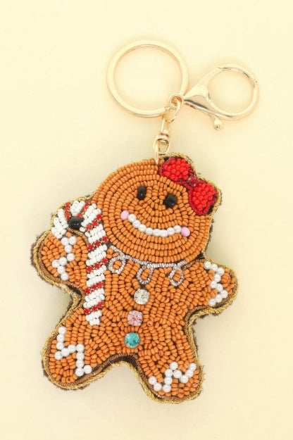 Christmas Gingerbread Woman Beaded Keychain - Tigbul's Variety Fashion Shop