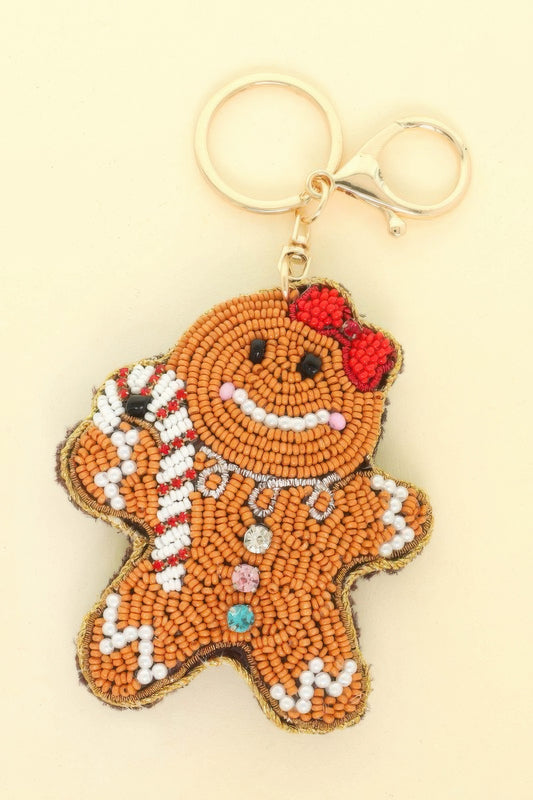 Christmas Gingerbread Woman Beaded Keychain - Tigbul's Variety Fashion Shop