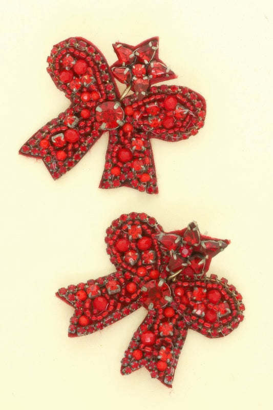 Christmas Bow Post Dangle Earrings - Tigbul's Variety Fashion Shop