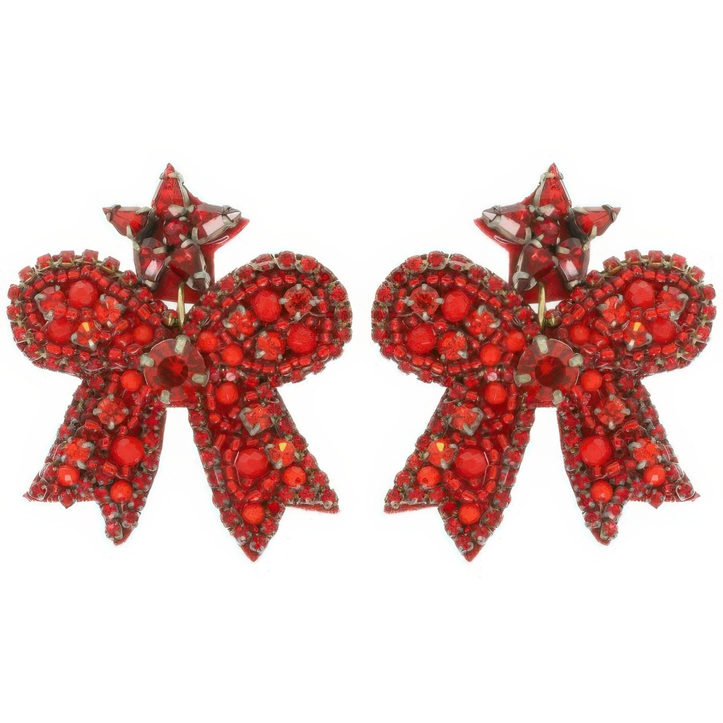 Christmas Bow Post Dangle Earrings - Tigbul's Variety Fashion Shop