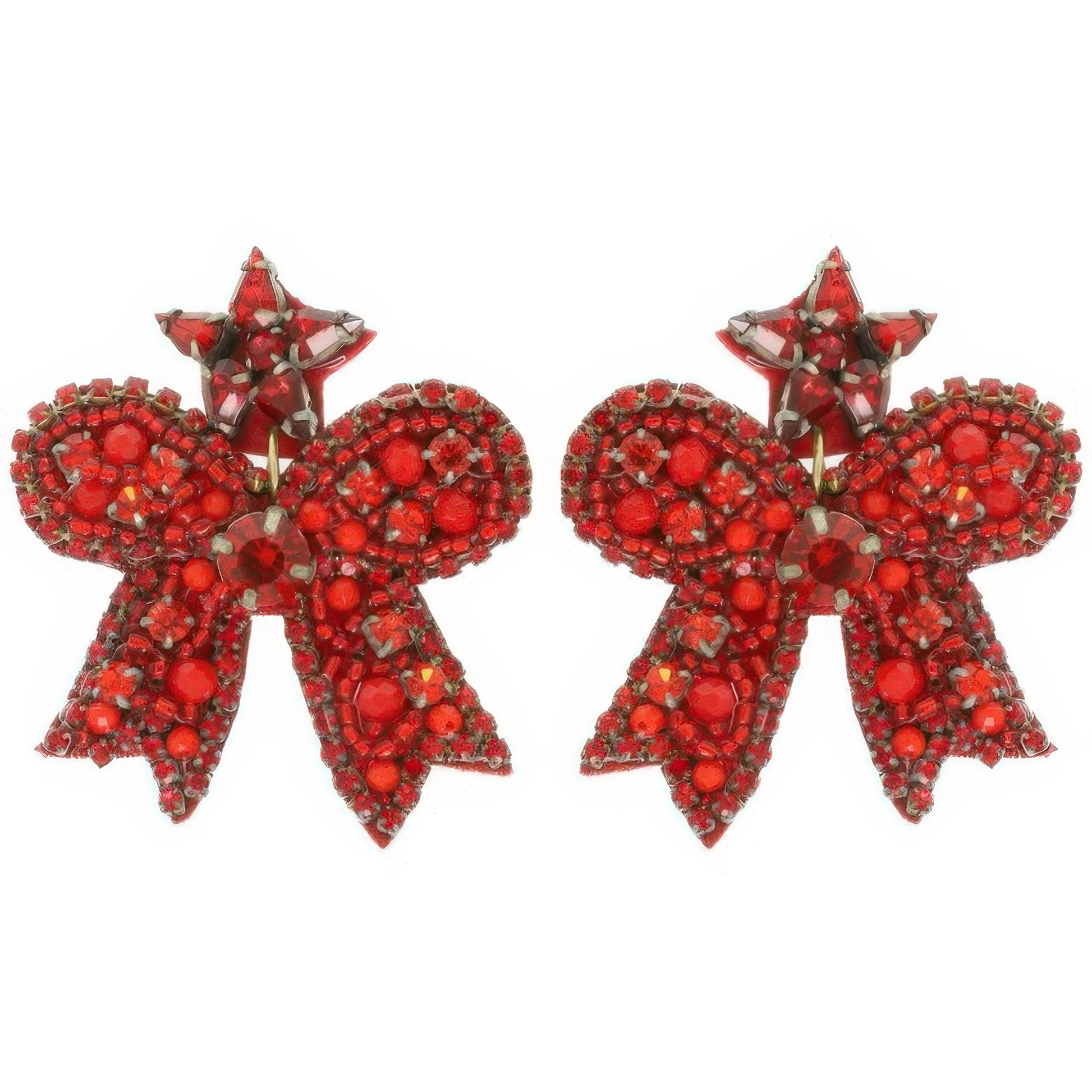 Christmas Bow Post Dangle Earrings - Tigbul's Variety Fashion Shop