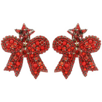 Christmas Bow Post Dangle Earrings - Tigbul's Variety Fashion Shop