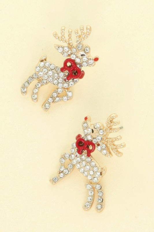 Christmas Reindeer Post Earrings - Tigbul's Variety Fashion Shop